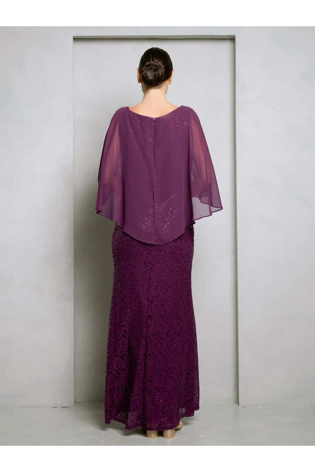 Eva USA 3496 Formal Long Mother of the Bride Cape Dress - Mother of the Bride Dresses