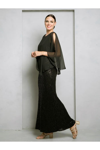 Eva USA 3496 Formal Long Mother of the Bride Cape Dress - Mother of the Bride Dresses