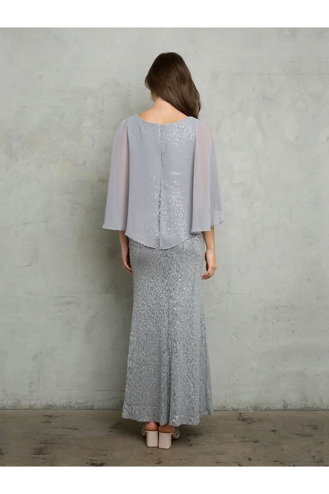 Eva USA 3496 Formal Long Mother of the Bride Cape Dress - Mother of the Bride Dresses