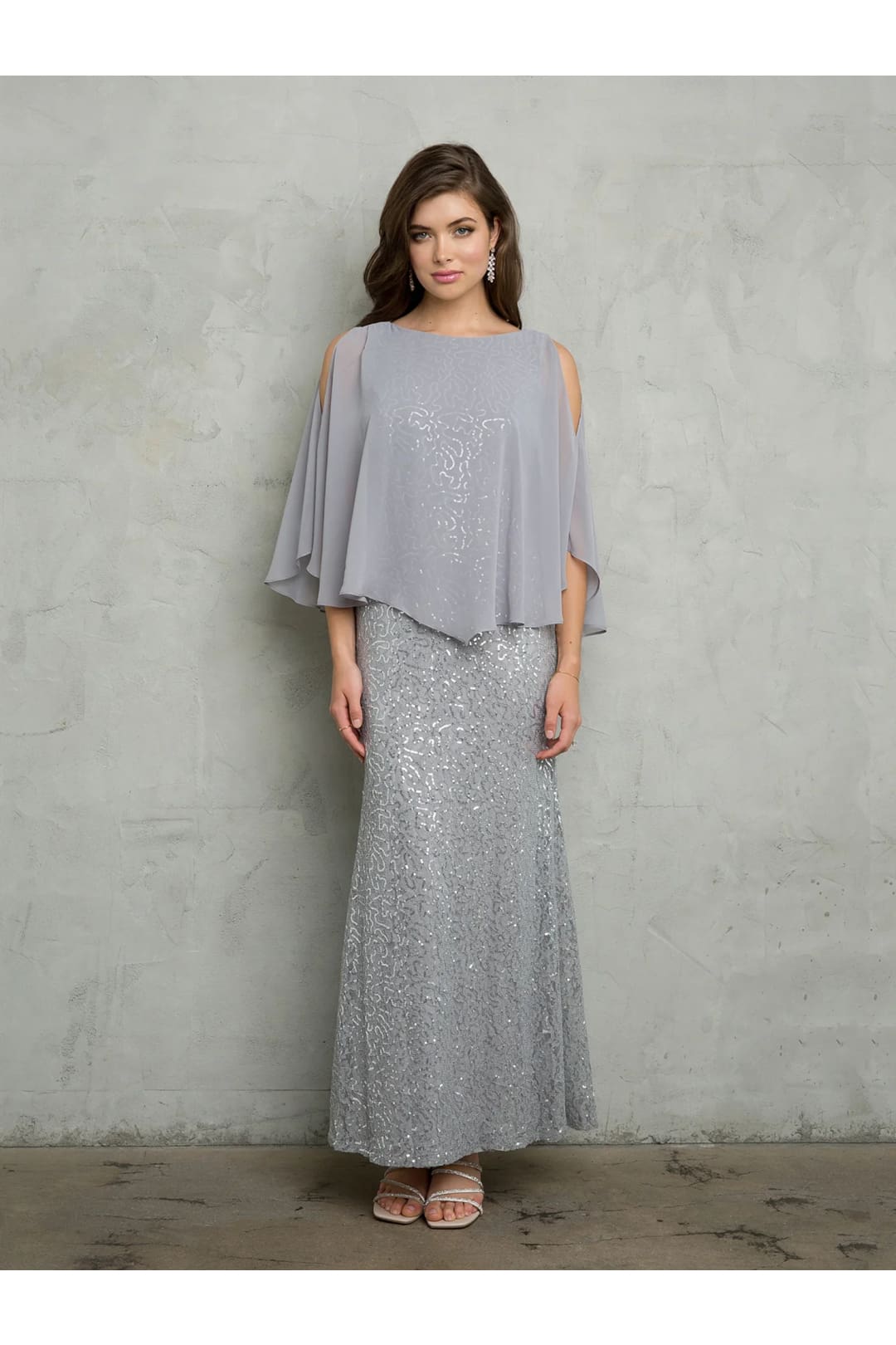 Eva USA 3496 Formal Long Mother of the Bride Cape Dress - Mother of the Bride Dresses