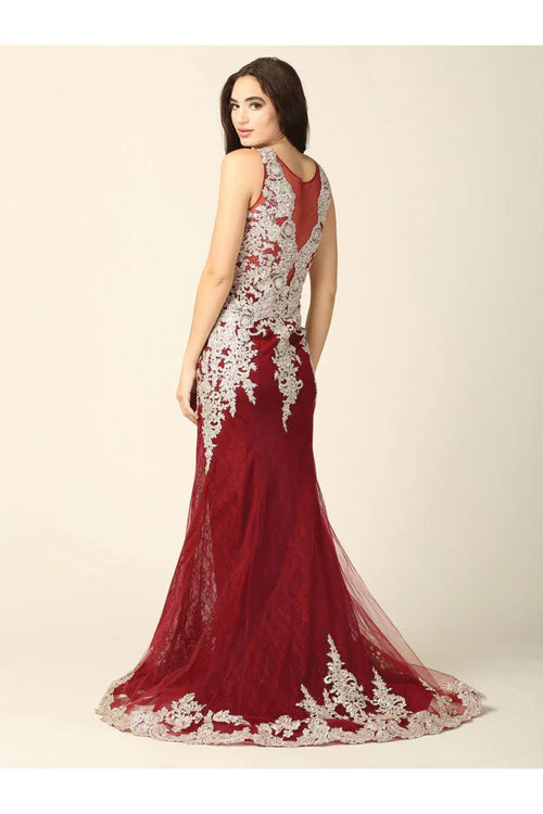 Eva USA 5135 Long Sleeveless Formal Mermaid Lace Prom Dress - Prom Long Dress