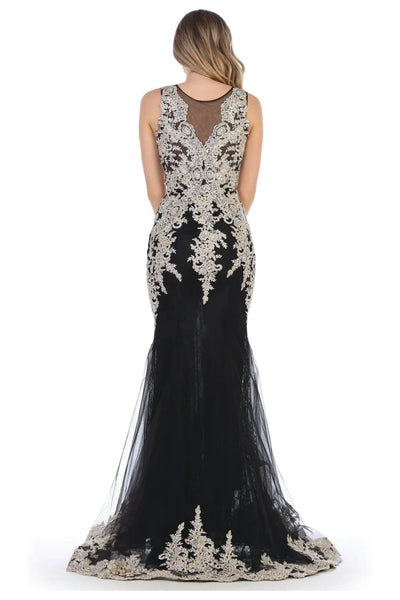 Eva USA 5135 Long Sleeveless Formal Mermaid Lace Prom Dress - Prom Long Dress