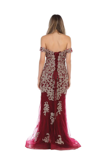 Eva USA 5154 Prom Long Off Shoulder Fitted Formal Dress - Prom Long Dress