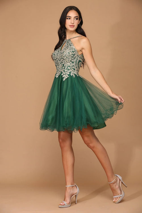 Eva USA 5170 Short Homecoming Halter Prom Dress - Prom Dress