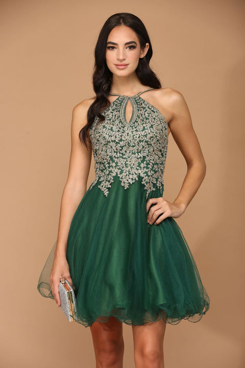 Eva USA 5170 Short Homecoming Halter Prom Dress - Prom Dress