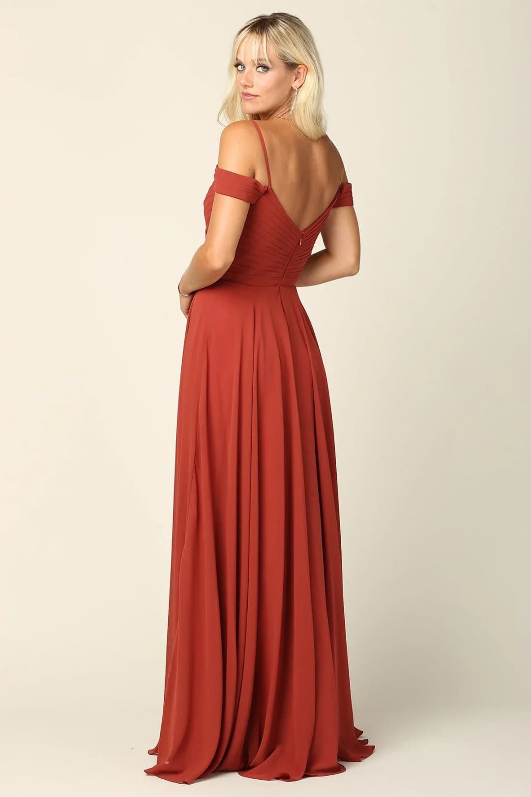 Eva USA 5183 Bridesmaids Pleated Chiffon Long Dress - Bridesmaids Dress