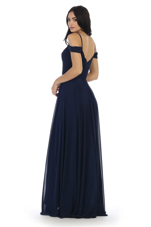 Eva USA 5183 Long Bridesmaids Pleated Off Shoulder Chiffon Gown - Bridesmaids Dress