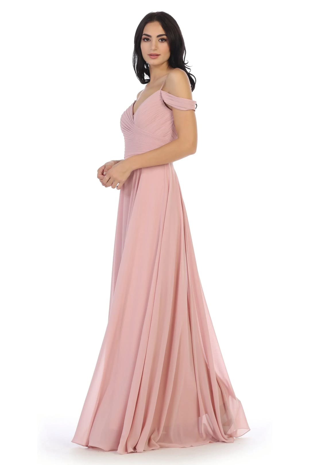 Eva USA 5183 Long Bridesmaids Pleated Off Shoulder Chiffon Gown - Bridesmaids Dress