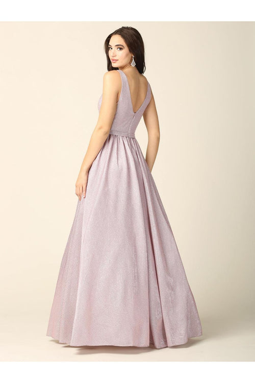 Eva USA 5216 Prom Long Sleeveless Formal Metallic Ball Gown - Prom Long Dress