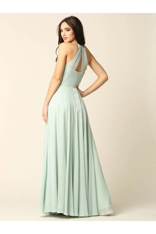 Eva USA 5219 Halter Bridesmaids Long Chiffon Dress - Bridesmaids Dress