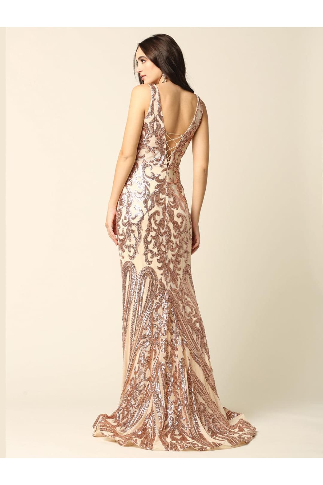 Eva USA 5224 Long Formal Fitted Sleeveless Sequins Prom Dress - Prom Long Dress