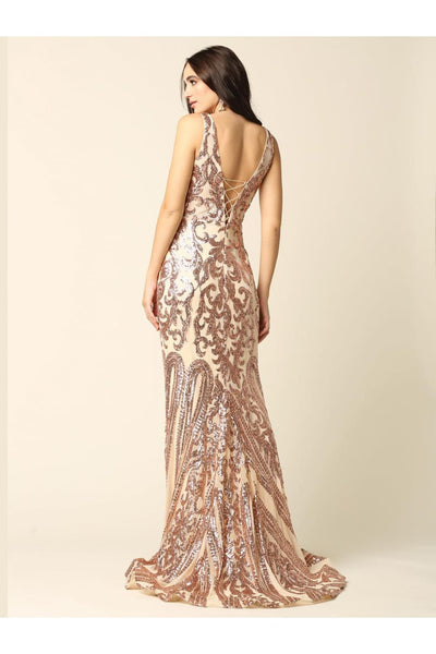 Eva USA 5224 Long Formal Fitted Sleeveless Sequins Prom Dress - Prom Long Dress