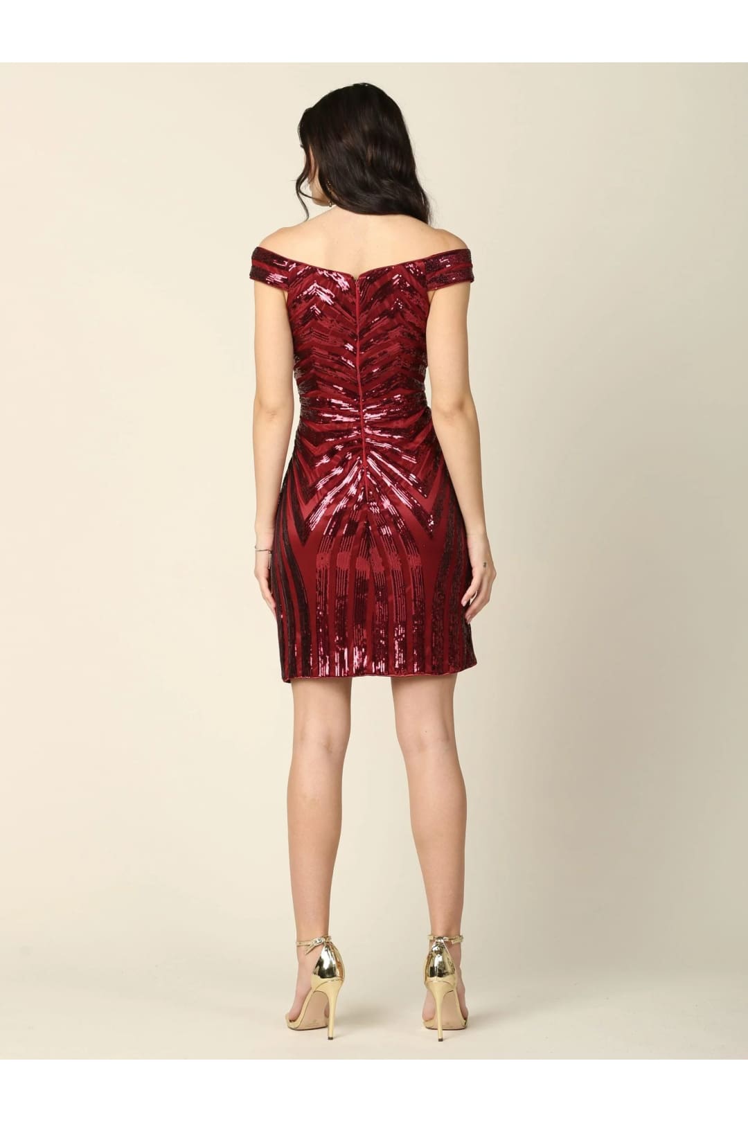 Eva USA 5226 Short Off Shoulder Sequins Cocktail Dress - Cocktail Dress