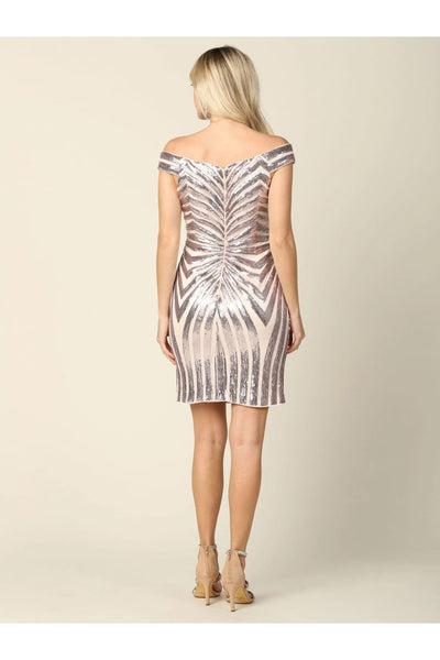 Eva USA 5226 Short Off Shoulder Sequins Cocktail Dress - Cocktail Dress