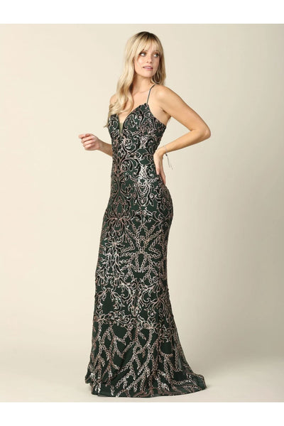 Eva USA 5227 Long Formal Spaghetti Strap Fitted Prom Dress - Prom Long Dress