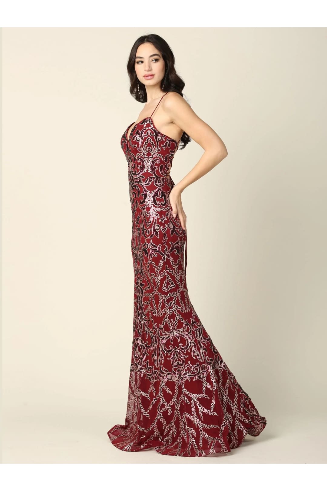 Eva USA 5227 Long Formal Spaghetti Strap Fitted Prom Dress - Prom Long Dress