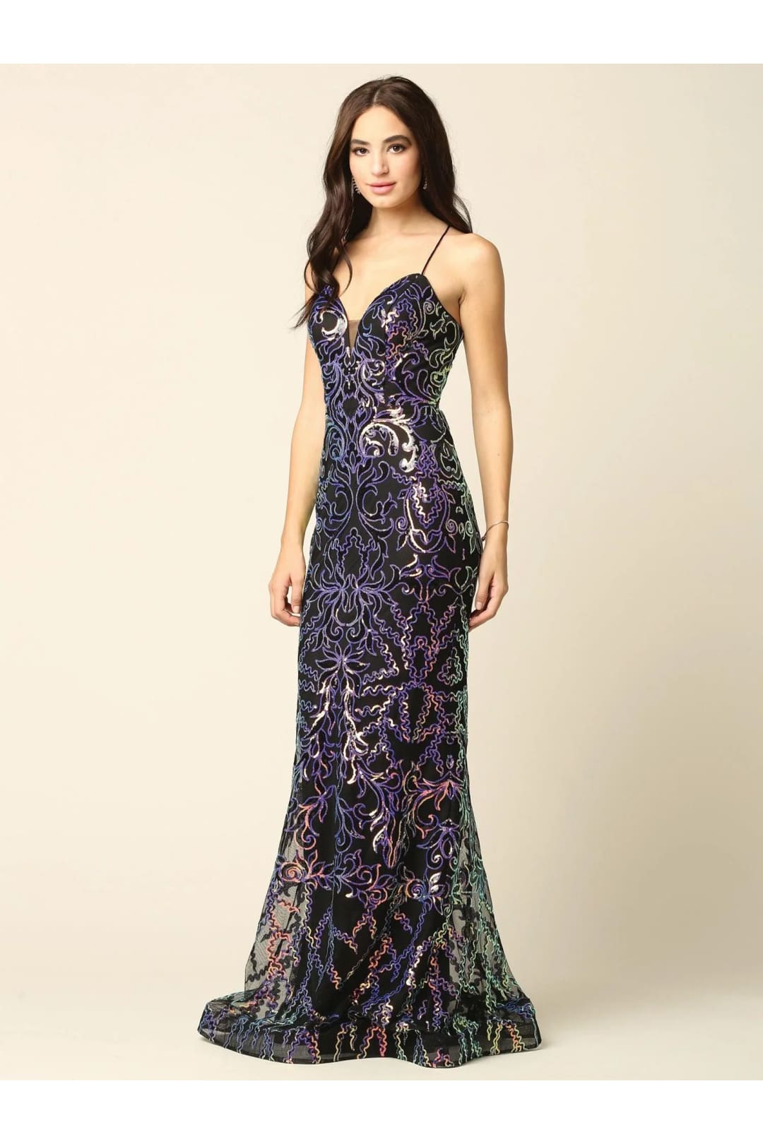 Eva USA 5227 Long Formal Spaghetti Strap Fitted Prom Dress - Prom Long Dress