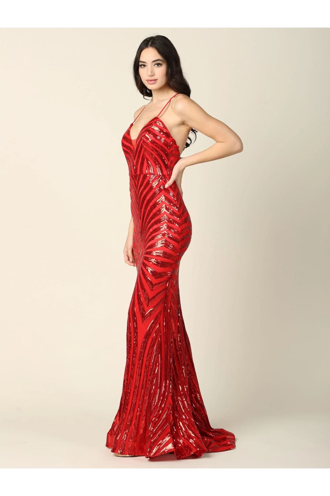 Eva USA 5228 Long Formal Spaghetti Strap Sequins Prom Dress - Prom Long Dress
