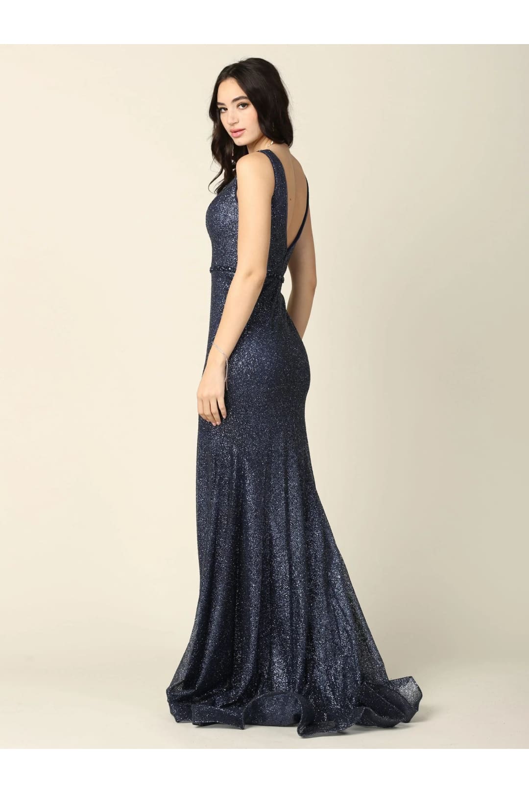 Eva USA 5234 Long Sleeveless Fitted Formal Glitter Dress - Formal Dress