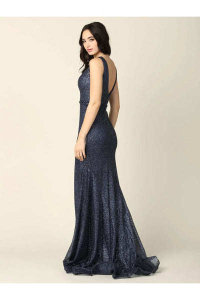 Eva USA 5234 Long Sleeveless Fitted Formal Glitter Dress - Formal Dress