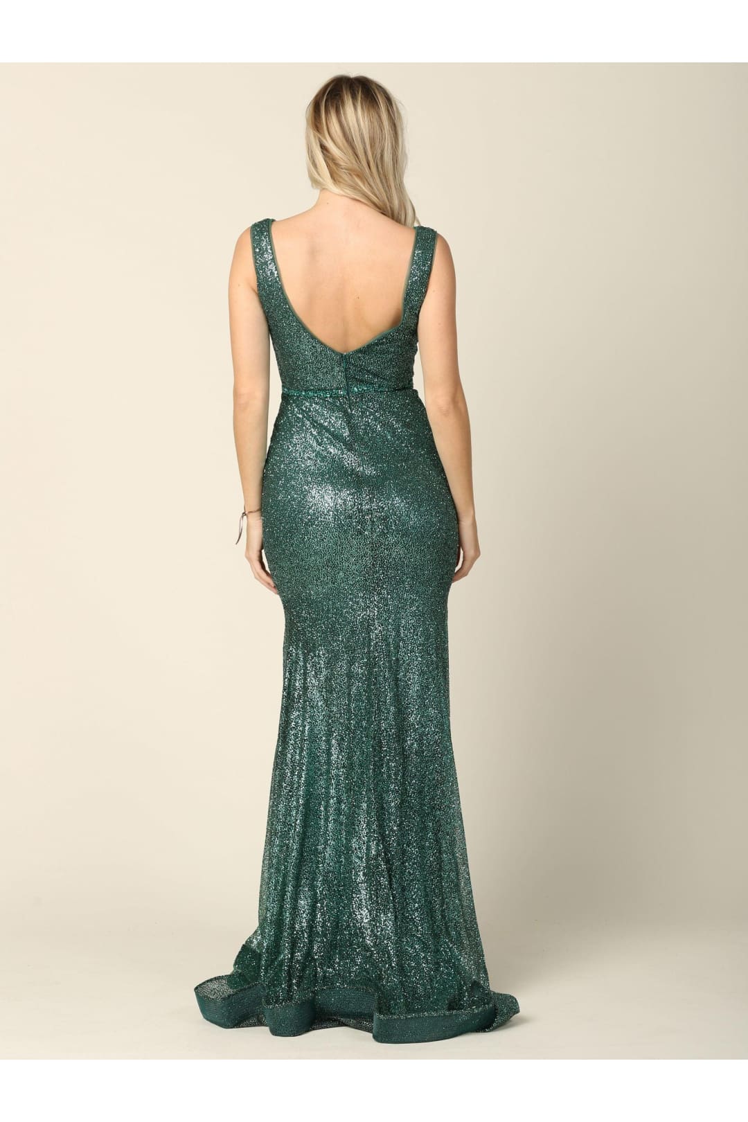 Eva USA 5234 Long Sleeveless Fitted Formal Glitter Dress - Formal Dress