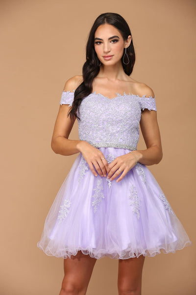 Eva USA 5236 Prom Short Off Shoulder Lace Cocktail Party Dress - Prom Short Dress