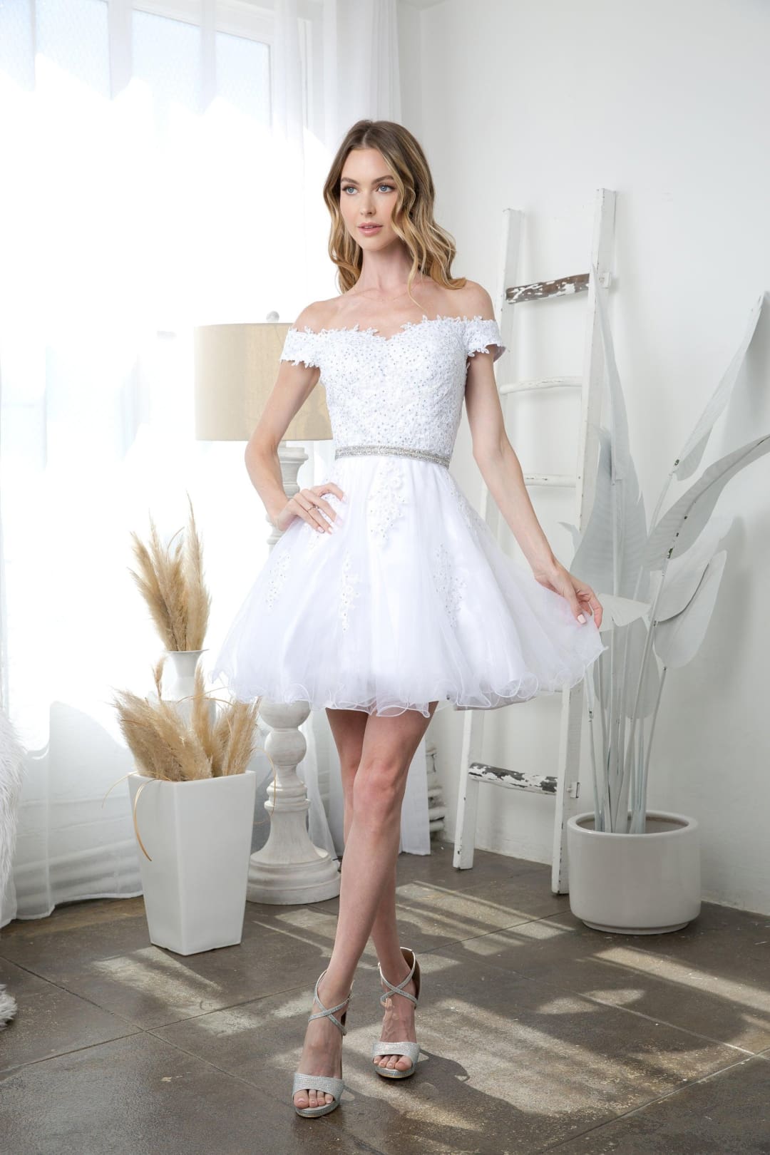 Eva USA 5236 Prom Short Off Shoulder Lace Cocktail Party Dress - Prom Short Dress