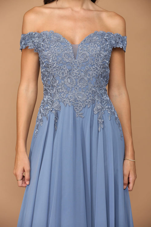 Eva USA 5239 Long Off Shoulder Formal Chiffon Evening Dress - Formal Dress