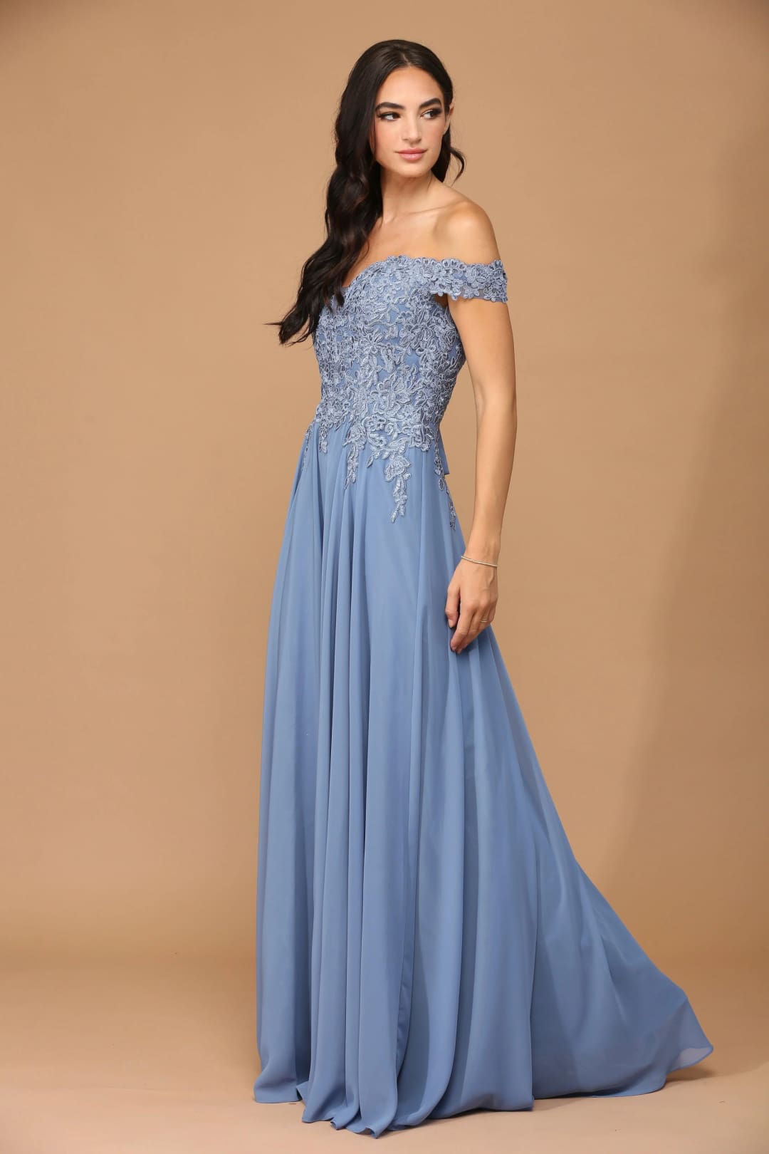Eva USA 5239 Long Off Shoulder Formal Chiffon Evening Dress - Formal Dress