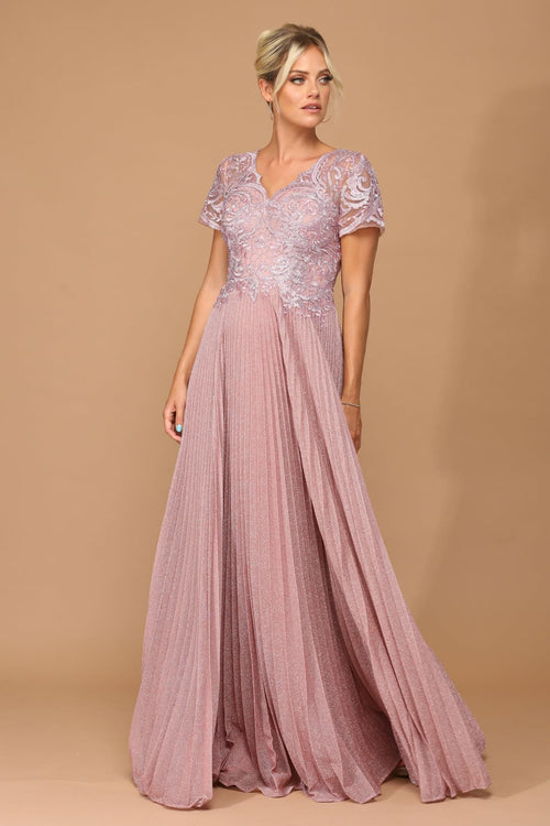 Eva USA 5241 Mother of the Bride Long Formal Metallic Dress - Mother of the Bride Dresses