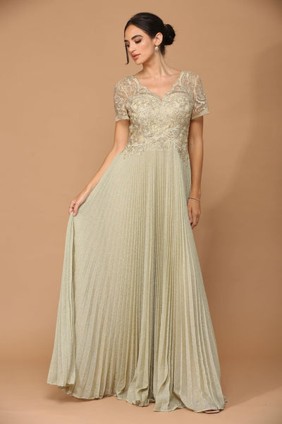 Eva USA 5241 Mother of the Bride Long Formal Metallic Dress - Mother of the Bride Dresses