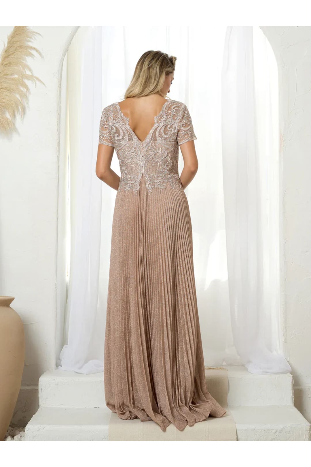 Eva USA 5241 Mother of the Bride Long Formal Metallic Dress - Mother of the Bride Dresses