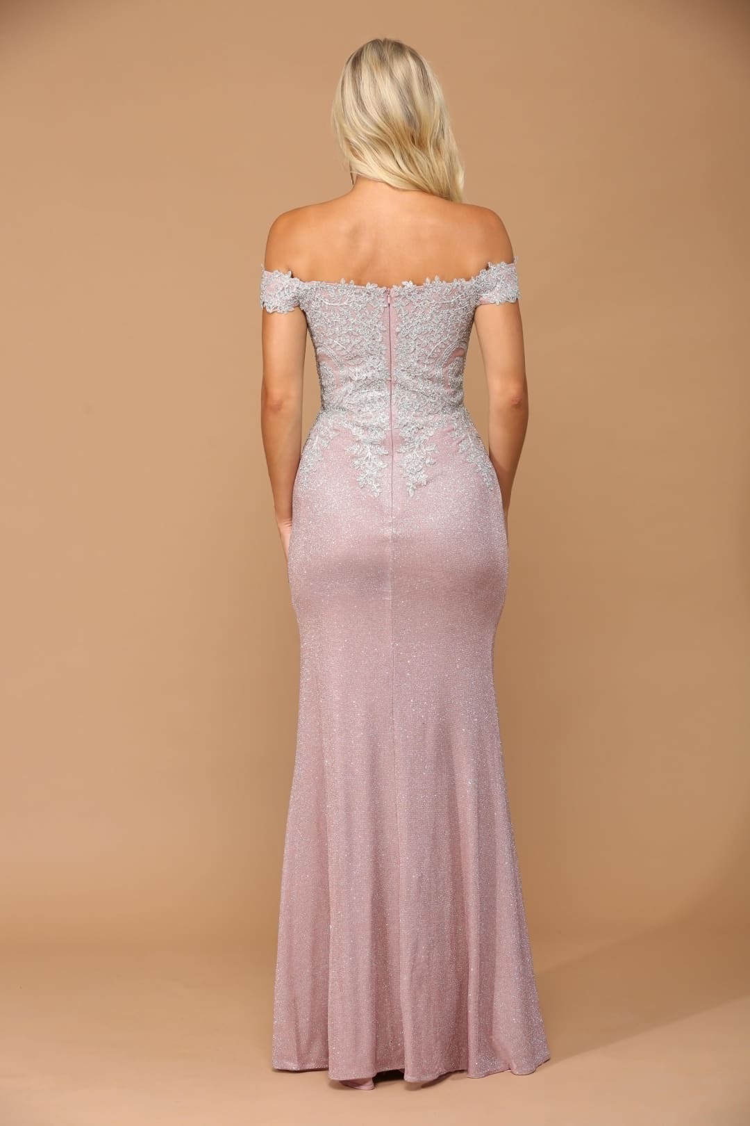 Eva USA 5242 Long Off Shoulder Formal Metallic Prom Dress - Prom Long Dress