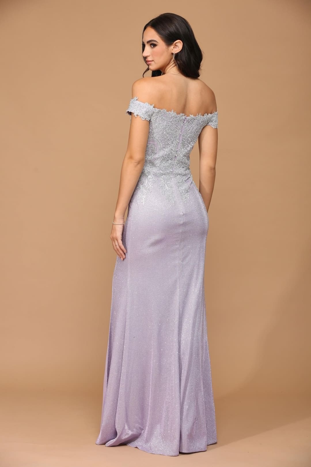 Eva USA 5242 Long Off Shoulder Formal Metallic Prom Dress - Prom Long Dress