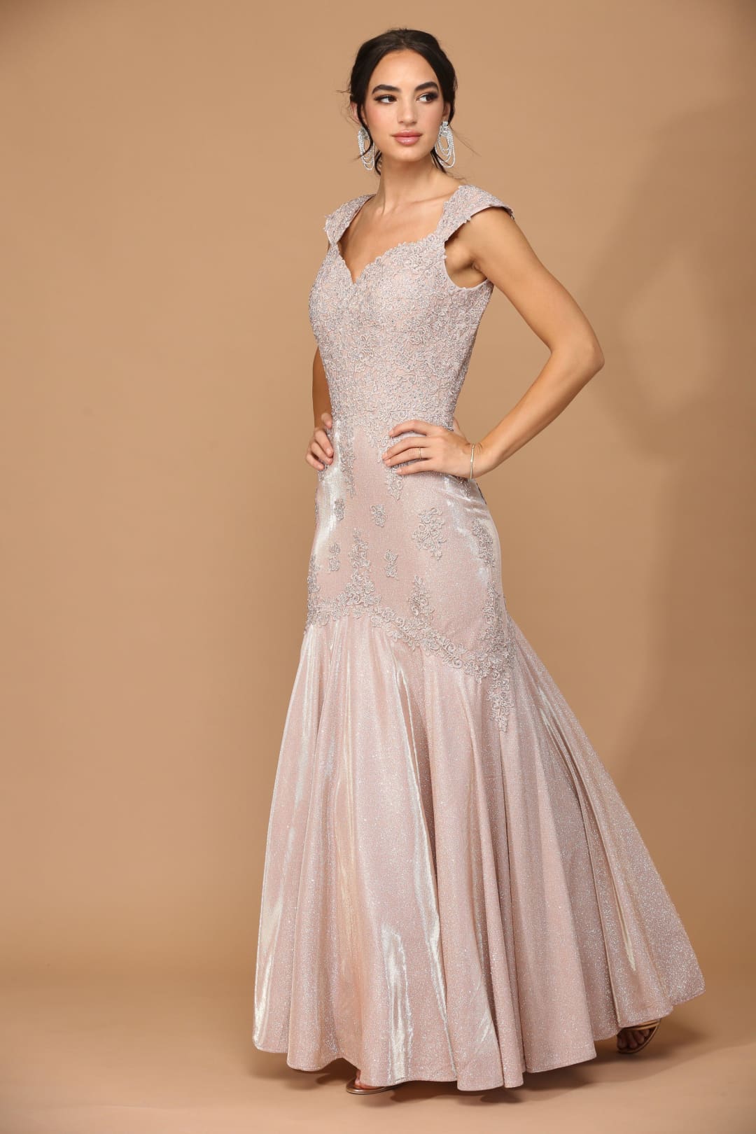 Eva USA 5243 Long Mother of the Bride Metallic Evening Dress - Mother of the Bride Dress