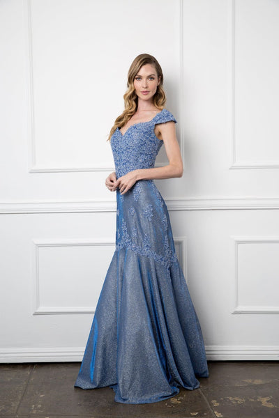Eva USA 5243 Long Mother of the Bride Metallic Evening Dress - Mother of the Bride Dress