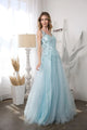 Eva USA 5244 Long Sleeveless Formal Prom Dress - Ice Blue / XS - Prom Dresses