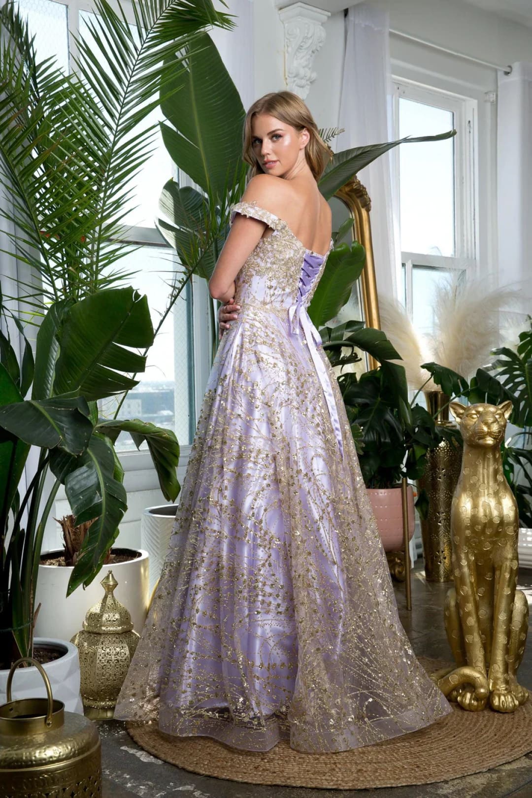 Eva USA 5245 Prom Long Off Shoulder Glitter Ball Gown - Prom Dresses