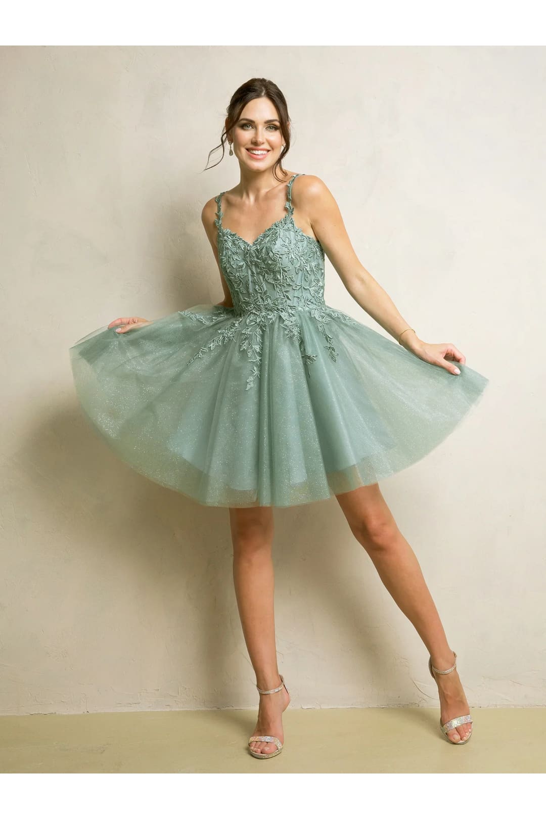Eva USA 5246 Prom Short Homecoming Cocktail Dress - Sage / XS - Prom Dresses