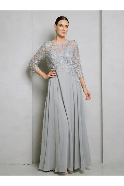 Eva USA 5248 Long Formal Mother of the Bride Dress - Silver / S - Mother of the Bride Dresses