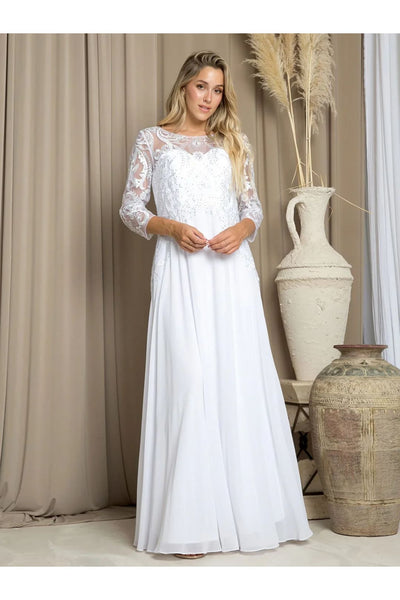 Eva USA 5248 Long Formal Mother of the Bride Dress - White / S - Mother of the Bride Dresses