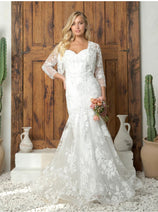Eva USA 5250 Long Bridal Gown Lace Bolero Wedding Dress
