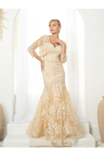 Eva USA 5250 Long Formal Mermaid Prom Bolero Dress - Formal Dresses