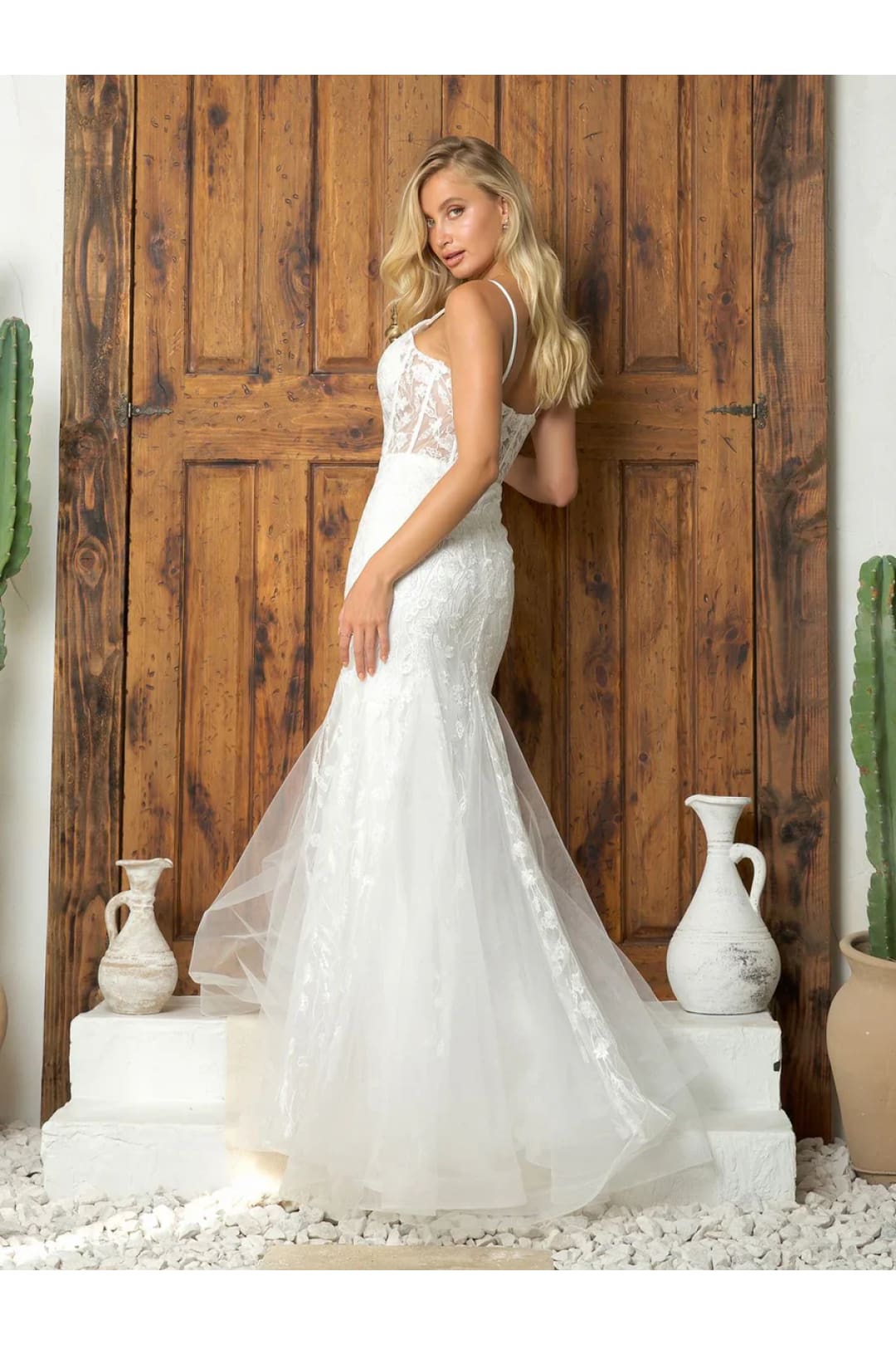 Eva USA 5251 Simple Long Mermaid Lace Wedding Dress - Wedding Dresses