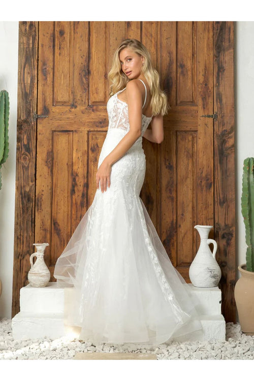 Eva USA 5251 Simple Long Mermaid Lace Wedding Dress - Wedding Dresses