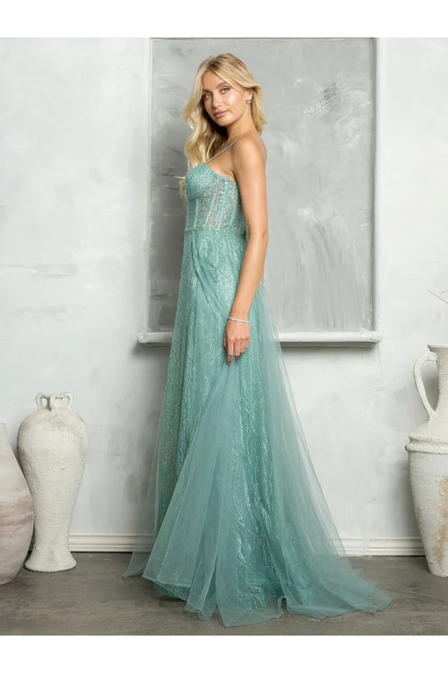 Eva USA 5252 Long Glitter Formal Prom Dress - Prom Dresses
