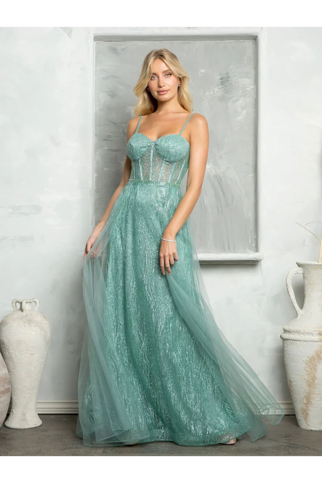 Eva USA 5252 Long Glitter Formal Prom Dress - Prom Dresses