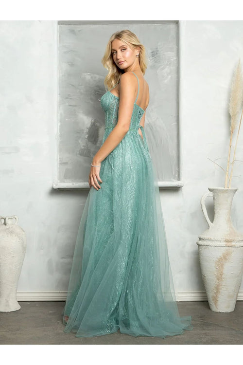 Eva USA 5252 Long Glitter Formal Prom Dress - Prom Dresses
