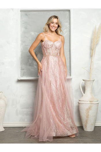 Prom Dresses Long Glitter Formal Prom Dress Rose Gold