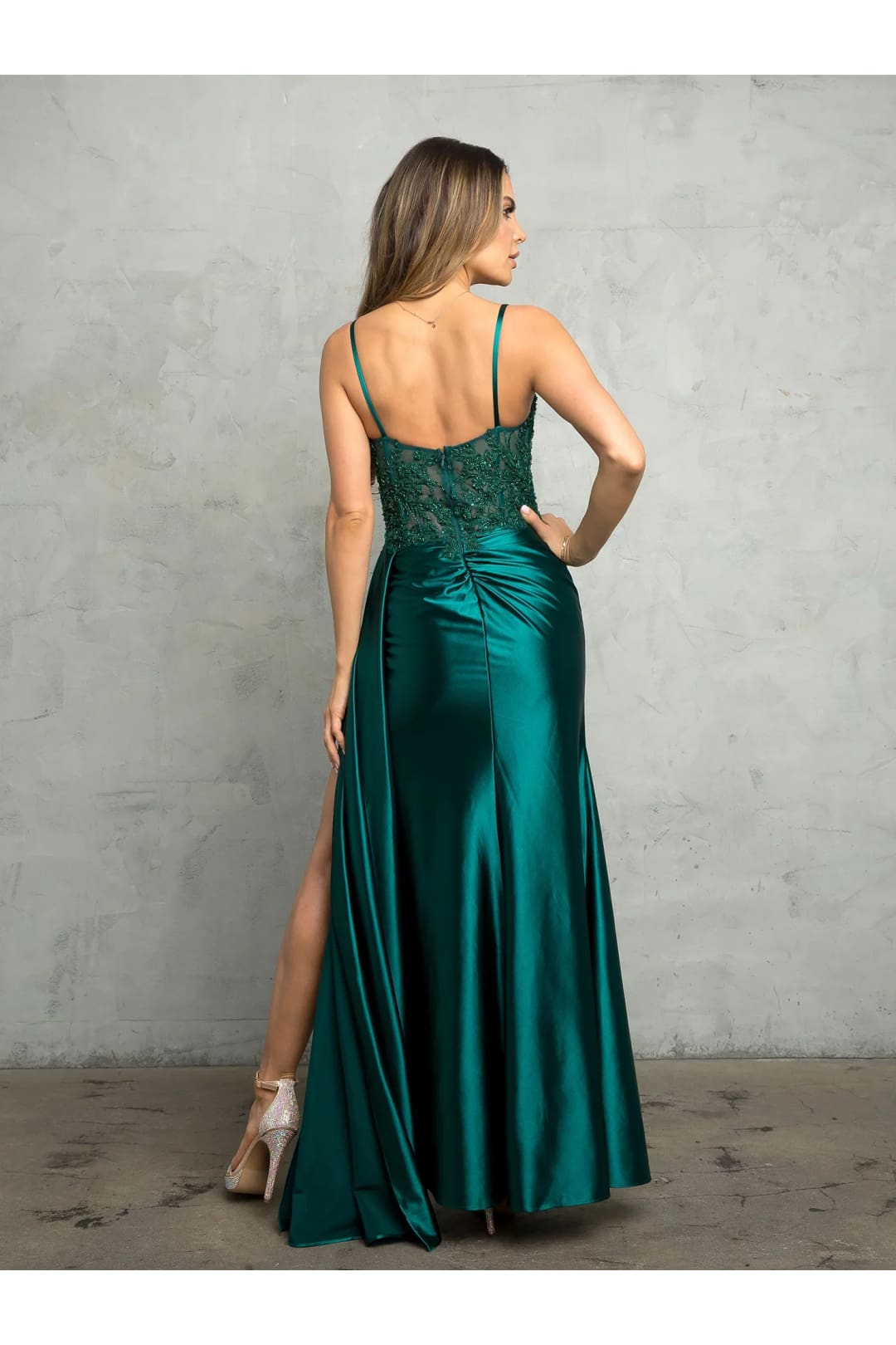 Eva USA 5253 Formal Fitted Beaded Long Slit Prom Dress - Prom Dresses